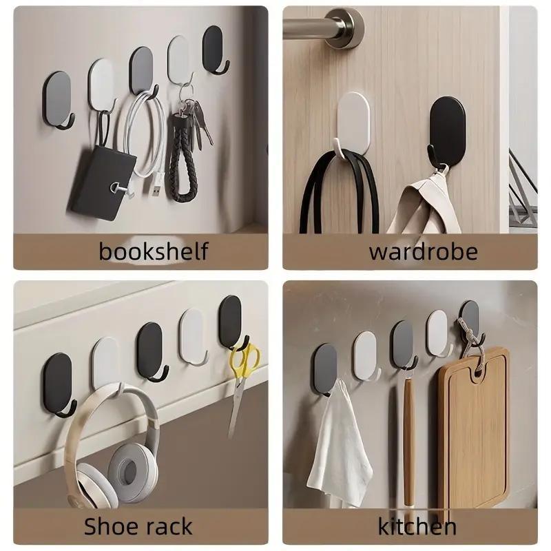 Stainless Steel Wall Hook, 10pcs Self-adhesive Cable Towel Sundries Storage Hook, Multipurpose Hook for Keys, Bathrooms, Showers, Outdoor Kitchens, Doors