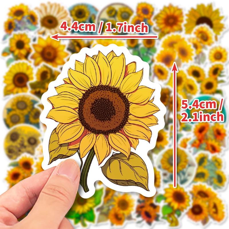 50pcs Cartoon Sunflower Series Sticker, Waterproof Sticker Pack for Wall Water Bottle Skateboard Helmet Car Bike Luggage Laptop, Birthday Decor, Mean Girls Decoration