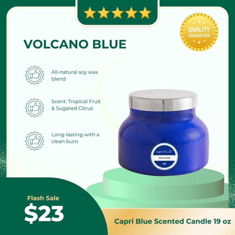 Capri Blue Volcano Scented Candle - 19oz Blue Signature Jar Candle with Soothing Soy Wax Blend - Burn Time is 85 Hours | Ornaments | Home Decoration