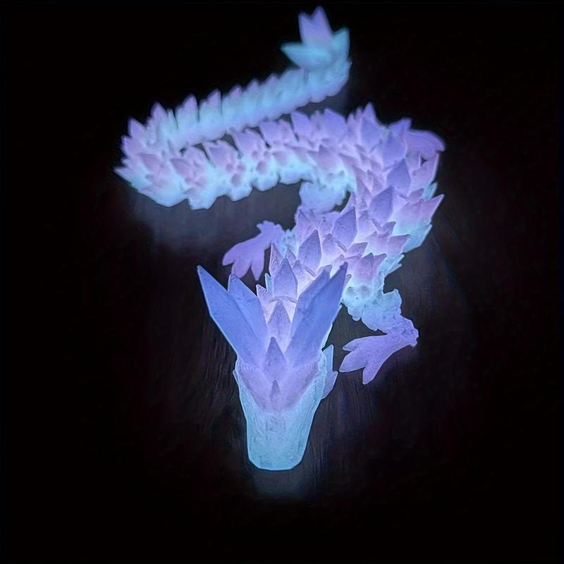 Luminous Crystal Dragon Statue, 1 Count UV Light Rechargeable Glowing Dragon Ornament, Decorative Statue for Home Office Desk