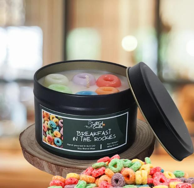 Fruit Loops Scented Candle - 8.5oz Tin with 180g of wax - Breakfast in the Rockies