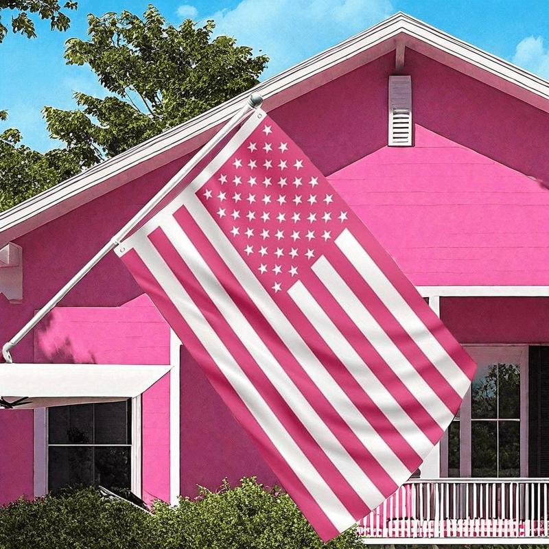 American Flag, 1 Count Durable Lovely Exquisite Specail Usa Polyester Flag with Brass Grommets, Breast Cancer Awareness Flag for Festival Anniversary Party