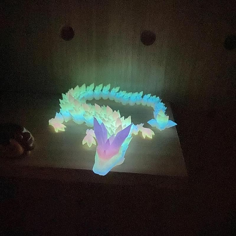 Luminous Crystal Dragon Statue, 1 Count UV Light Rechargeable Glowing Dragon Ornament, Decorative Statue for Home Office Desk