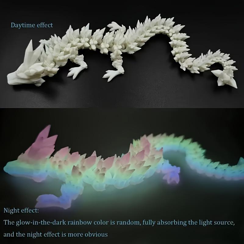 Luminous Crystal Dragon Statue, 1 Count UV Light Rechargeable Glowing Dragon Ornament, Decorative Statue for Home Office Desk