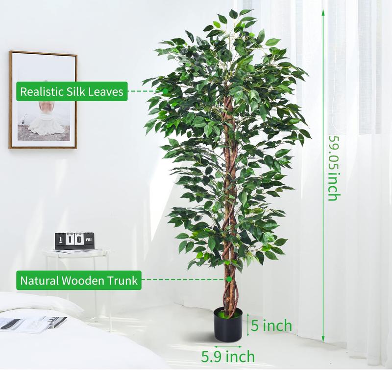 6ft Artificial Banyan Tree - Sturdy Plastic Pot Included - Indoor & Outdoor Decoration - Perfect Housewarming Gift