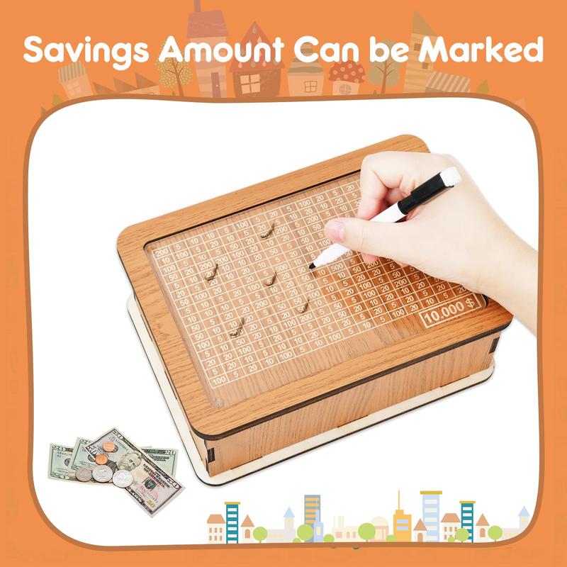 10000 Savings Challenge Box,Kakeibo Money Box,Money Saving Box 10,000 Can be Marked with Numbers,Cash Savings Box Suitable for Adults and Children, Can Hold Coins and Paper Money