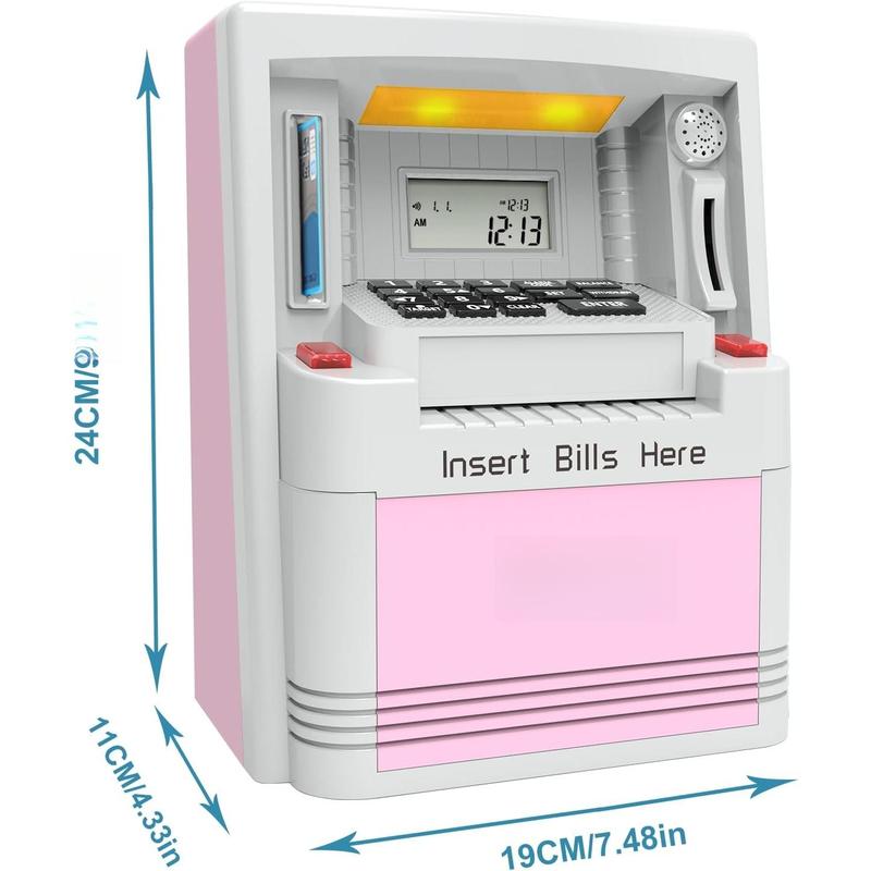 Electronic Piggy Bank for Kids, Cash Coin Can ATM Bank, Kids Banks for Real Money, Electronic ATM Machine Password Cash Coin, Toys for Ages 6-13 Piggy Bank, Electronic Savings Safe