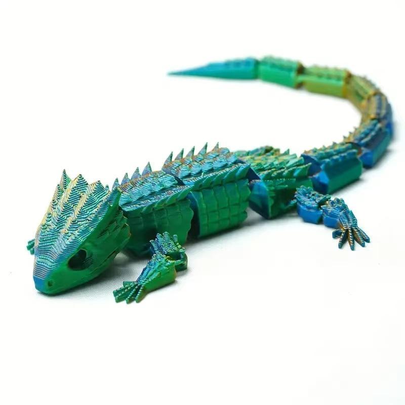 3D Printed Multi-articular Movable Lizard Animal Model, 1 Count Creative Desktop Decoration, Holiday Gift for Home Car School Dormitory Decor