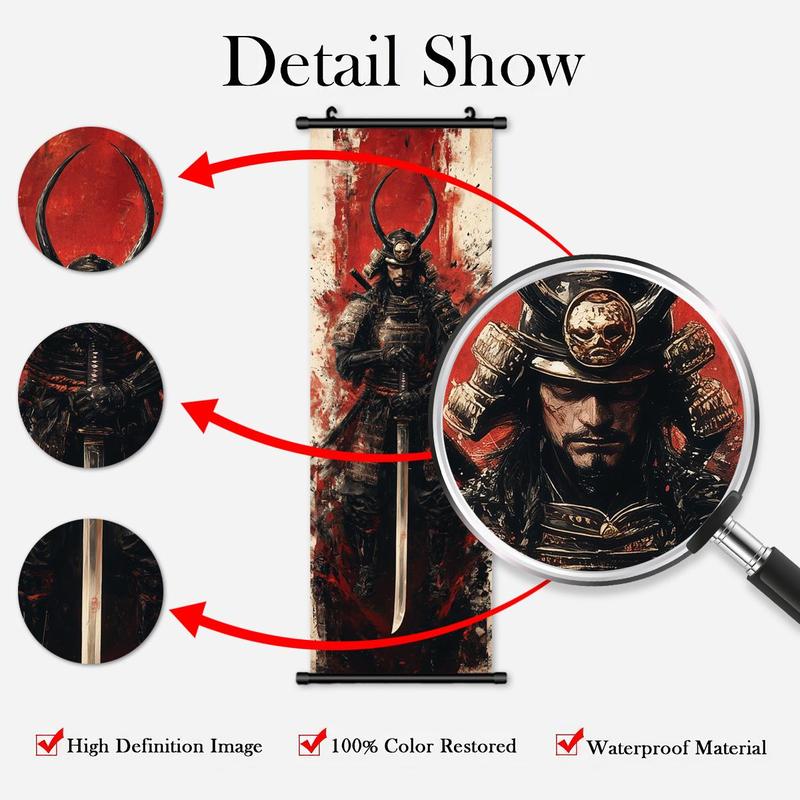 Samurai Pattern Canvas Painting, 3 Counts set Modern Wall Art Painting, Wall Art Decor for Home Living Room Bedroom Office