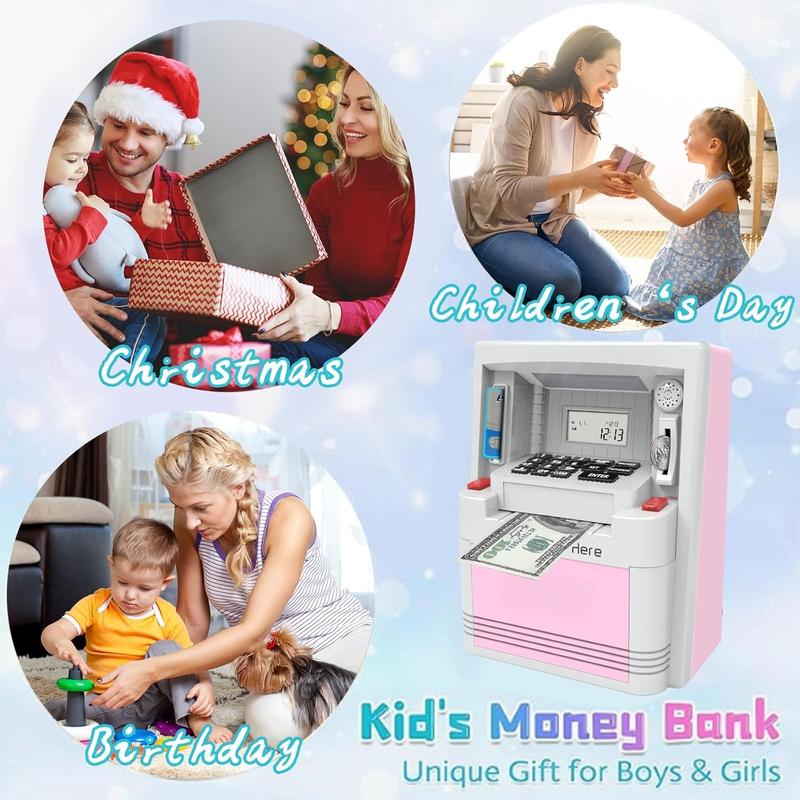 Electronic Piggy Bank for Kids, Cash Coin Can ATM Bank, Kids Banks for Real Money, Electronic ATM Machine Password Cash Coin, Toys for Ages 6-13 Piggy Bank, Electronic Savings Safe