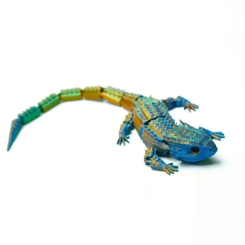 3D Printed Multi-articular Movable Lizard Animal Model, 1 Count Creative Desktop Decoration, Holiday Gift for Home Car School Dormitory Decor