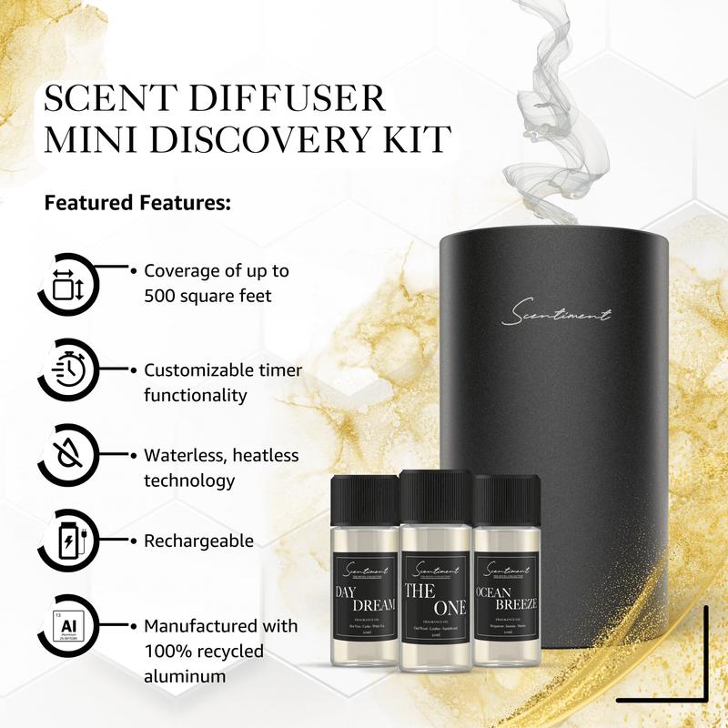 Scentiment Fragrance Oil Diffuser Mini Discovery Kit - Aromatherapy, Air Fresheners for Home, Medium Room Scent Diffuser Scented Perfume