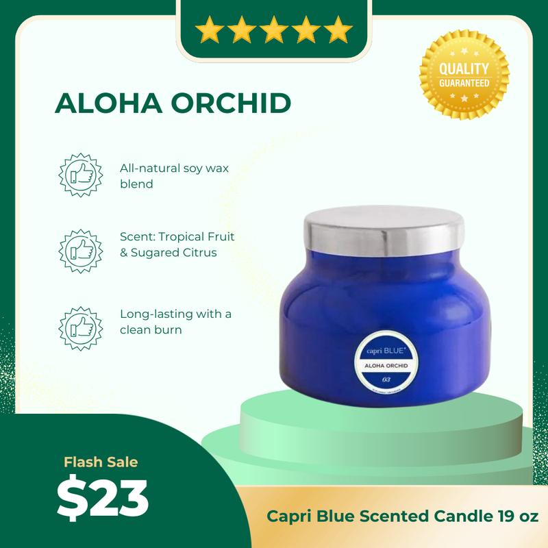 Capri Blue Volcano Scented Candle - 19oz Blue Signature Jar Candle with Soothing Soy Wax Blend - Burn Time is 85 Hours | Ornaments | Home Decoration