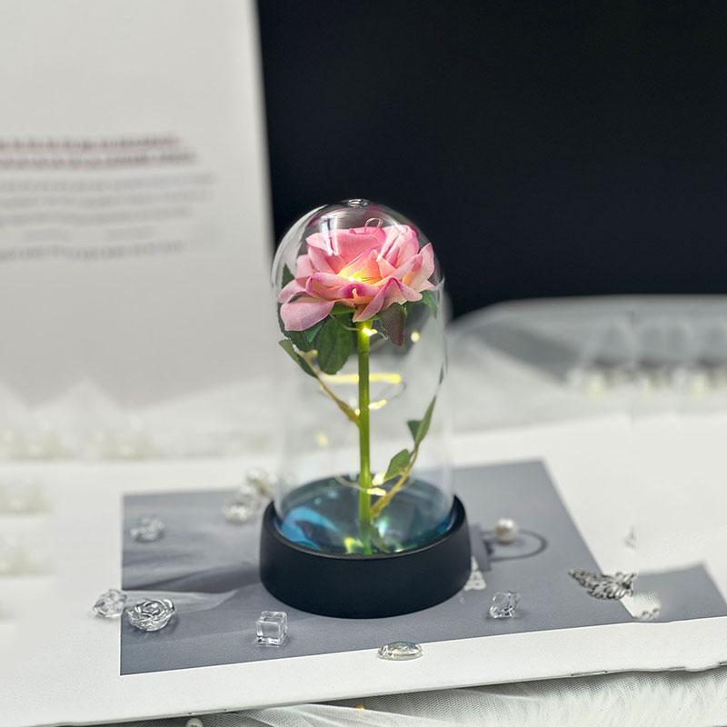 Artificial Flower with Battery & Cover, 1 Count Eternal Flower Decorative Ornament, Romantic Flower Ornament for Home Decor