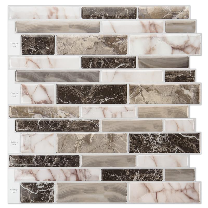 Art3d Marble Peel and Stick Tiles Sticker 12x12 - Pack of 10 for Kitchen and Bathroom Backsplash Tile Decor Decorative Wall Ornaments