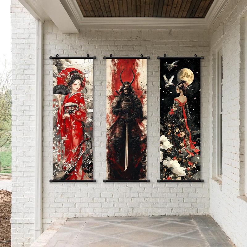 Samurai Pattern Canvas Painting, 3 Counts set Modern Wall Art Painting, Wall Art Decor for Home Living Room Bedroom Office