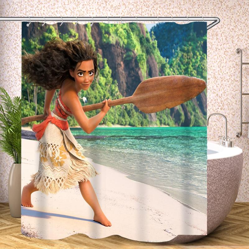 Moana 100% Polyester Bathroom Accessories Shower Curtain  Home Decor Anime Curtains Bath Waterproof Luxury