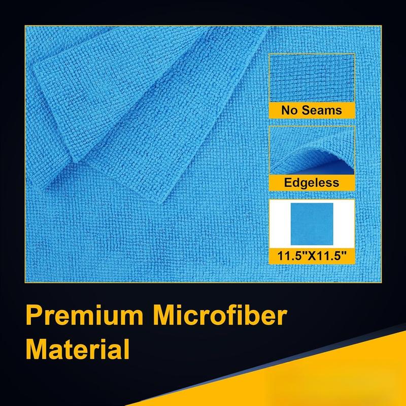 Reusable Microfiber Cleaning Cloths Lint Free for Kitchen Automotive Bar Mechanic Restaurant Garage, Multi-Pack Options, Blue