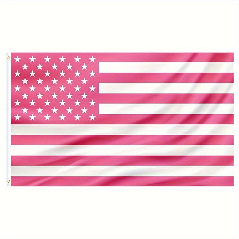 American Flag, 1 Count Durable Lovely Exquisite Specail Usa Polyester Flag with Brass Grommets, Breast Cancer Awareness Flag for Festival Anniversary Party