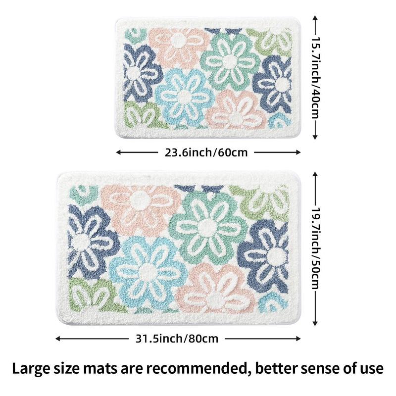 Flower Pattern Bathroom Mat, 1 Count Lovely Non-slip Floor Entryway Rug, Household Decorative Mat for Home Living Room Bedroom Kitchen