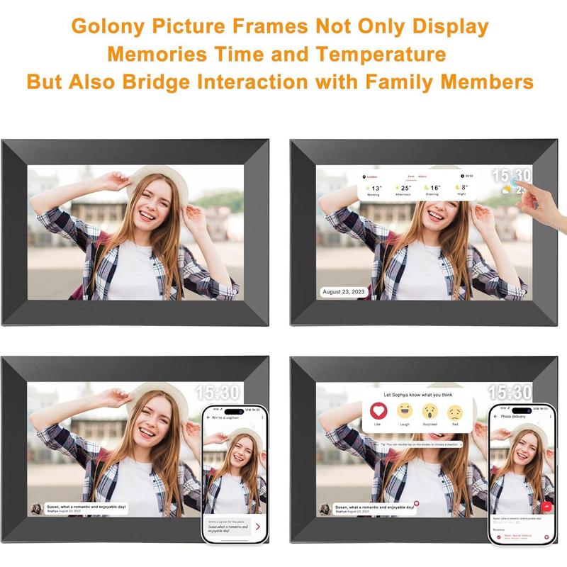 WiFi Digital Picture Frame,10.1 Inch 1280x800 IPS Touch Screen  Photo Frames, Auto-Rotate&Built-in 32GB Memory, Share Photos&Videos from Anywhere Instantly via Free Frameo App,  Black