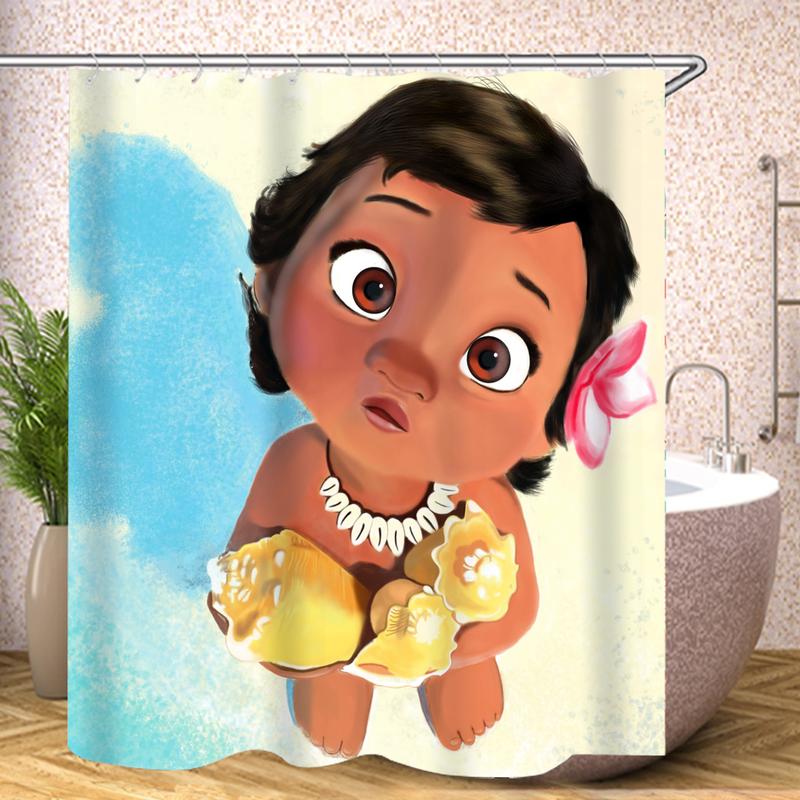 Moana 100% Polyester Bathroom Accessories Shower Curtain  Home Decor Anime Curtains Bath Waterproof Luxury