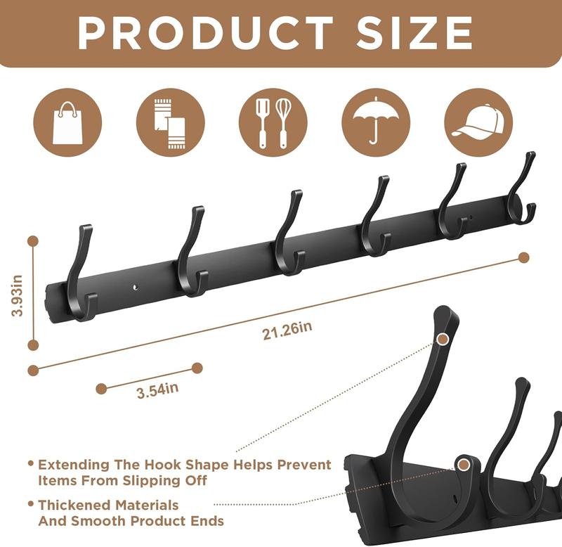 2 count (21.3 x 3.9 x 2.5 Inch) Long Coat Rack Wall Mount, Coat Hanger Wall Mounted, Coat Hooks Wall Mount, Wall Hooks, Heavy Duty Wall Hooks for Hanging Entryway, Bedroom, Bathroom