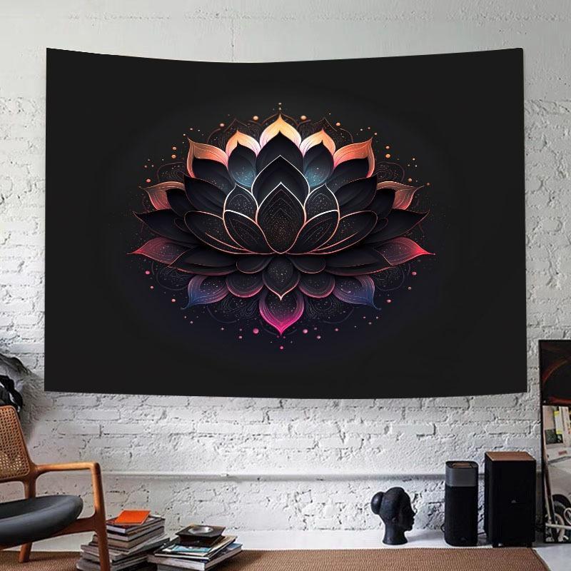 Lotus Pattern Tapestry, Soft Wall Decor Tapestry with Hanging Accessories, Wall Art for Home Living Room Bedroom University Dormitory