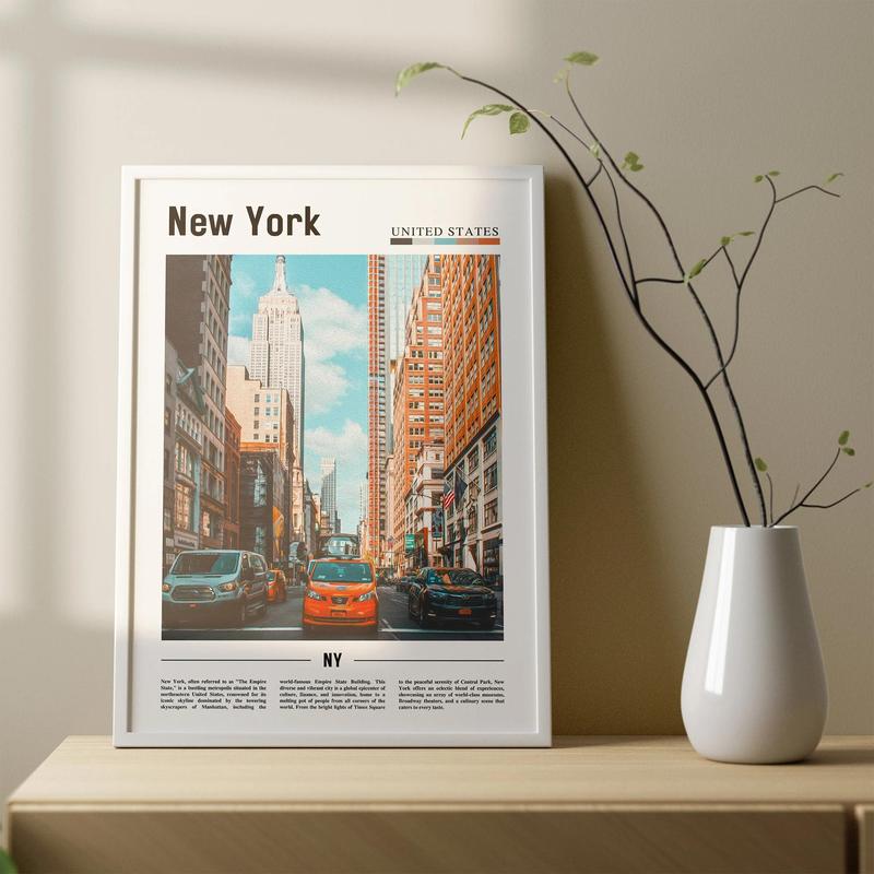 Unframed Canvas Poster, 1 Count New York City Street Pattern Wall Art, Wall Decor for Home Living Room & Bedroom & Office