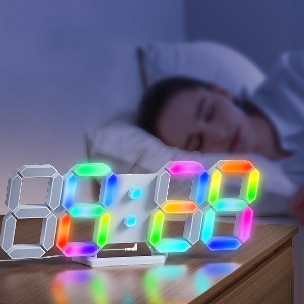 Digital 3D Led Clock Alarm Clocks Wall Desk Timer Brightness Adjustable Includes The Power Cord not The Power Head EDUPLINK Decor Set