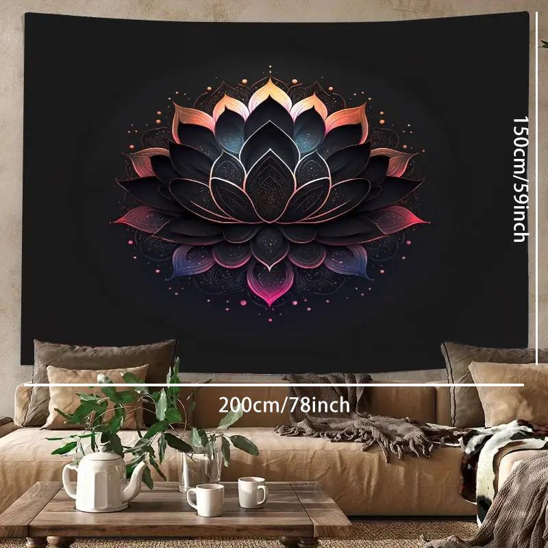 Lotus Pattern Tapestry, Soft Wall Decor Tapestry with Hanging Accessories, Wall Art for Home Living Room Bedroom University Dormitory