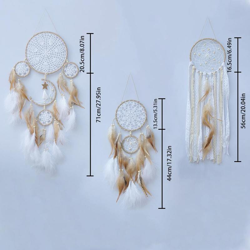 Boho Wall Hanging Dream Catcher, 5pcs set Feather Decor Woven Decorative Craft, Hanging Decor for Home Living Room Bedroom, Stocking Fillers Gift