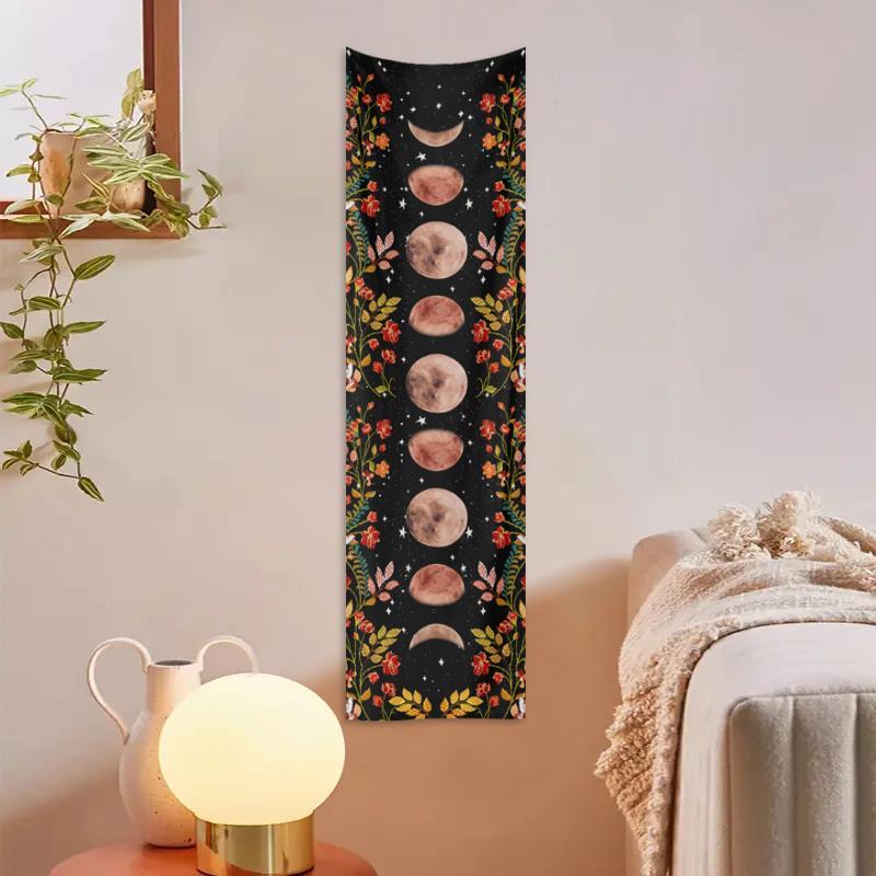 Mushroom Flower Butterfly Moon Phase Pattern Tapestry, Home Decor Accessories Psychedelic Wall Art Hanging Blanket, Wall Decor, Bedroom Accessories