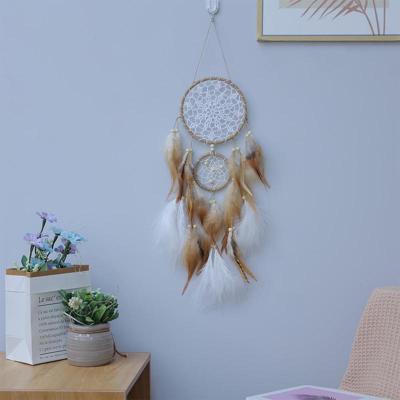 Boho Wall Hanging Dream Catcher, 5pcs set Feather Decor Woven Decorative Craft, Hanging Decor for Home Living Room Bedroom, Stocking Fillers Gift