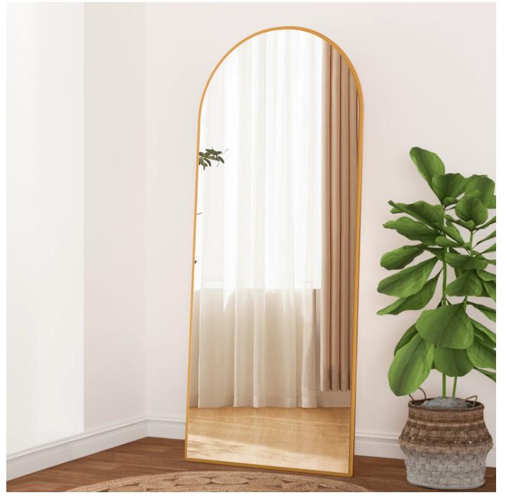 Full Length Mirror. 64''x21'' Full Length Mirror, Arched Floor Mirror, Full Body Mirror Standing, Gold Arched Wall Mounted Mirror Dressing Mirror