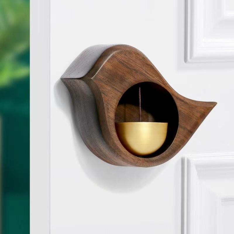 Wooden Bird Shaped Door Bell, Mini Cute Creative Reminder Decoration, Hanging Decor for Home Living Room Bedroom Dining Room Office