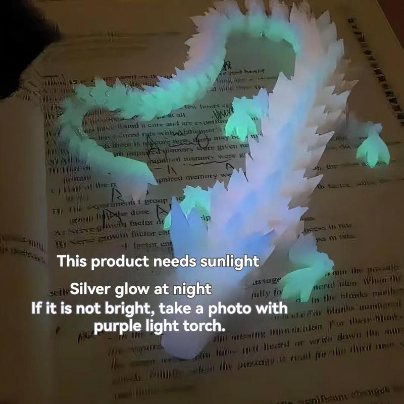 3D Printed Luminous Dragon Decoration, 1 Count Glow in The Dark Dragon Statue, Decorative Ornament for Home Garden Office Decor