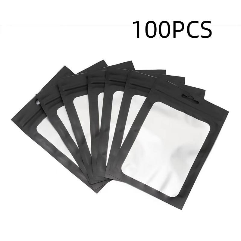 Mylar Bag, 100pcs Reusable Sealable Mylar Bag with Clear Window, Dustproof Durable Storage Bag for Candy & Jewelry