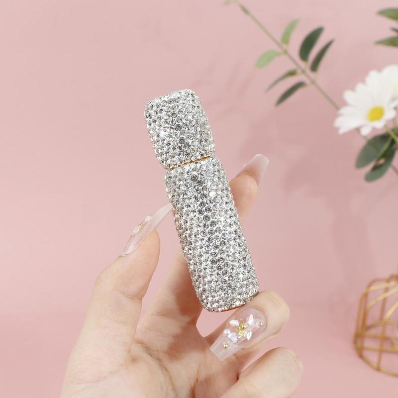 10ML Essential Oil Roller Bottle, Rhinestone Decor Refillable Perfume Bottle, Travel Perfume Bottle, Makeup Tool for Women & Girls