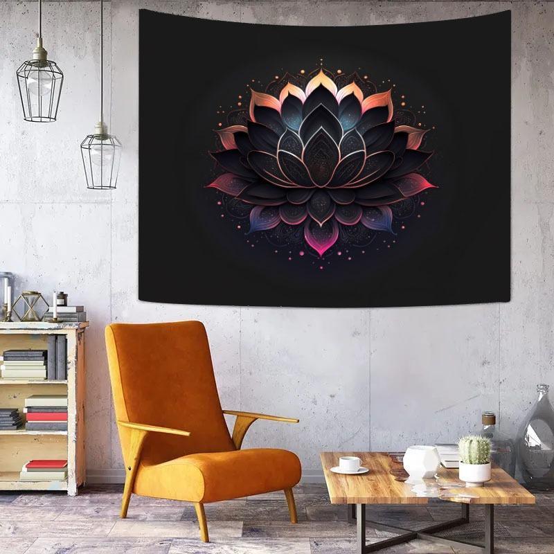 Lotus Pattern Tapestry, Soft Wall Decor Tapestry with Hanging Accessories, Wall Art for Home Living Room Bedroom University Dormitory