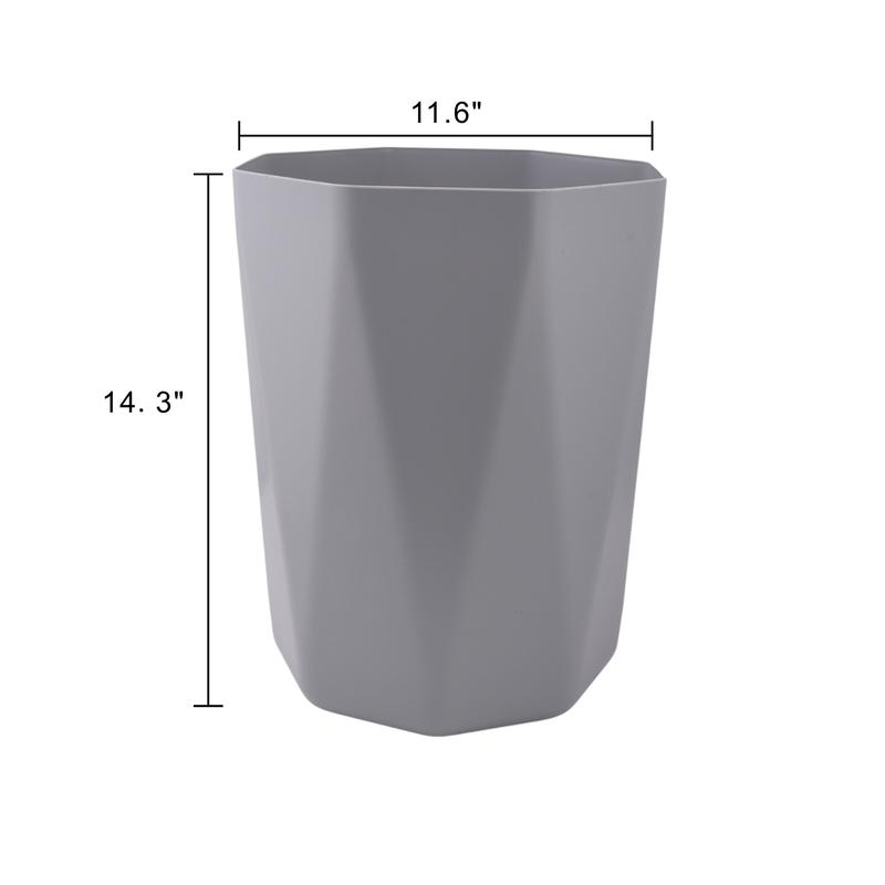 5 Gallon Trash Can, Plastic Office Trash Can, Geometric Silver