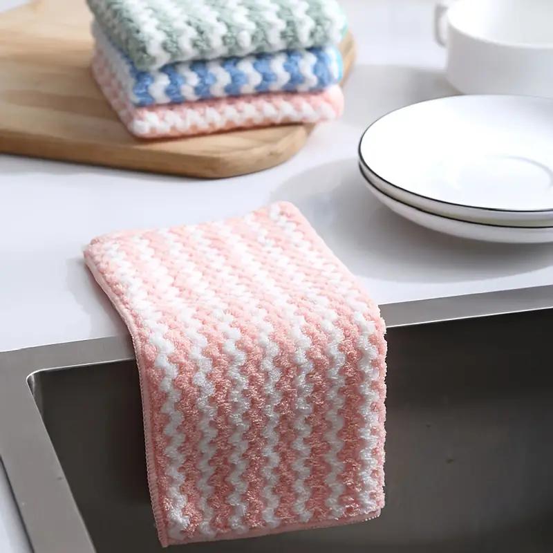 Absorbent Oil-Free Dishcloth: Cationic Kitchen Cleaning, Rainbow Design, Thickened Table Cloth - Viscose Polyester Fiber