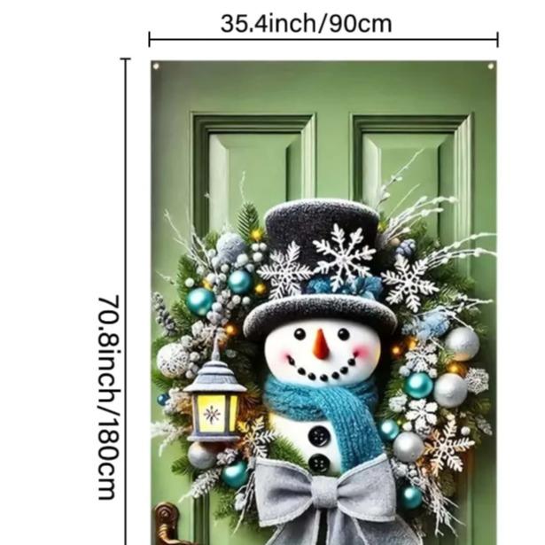 Holiday Snowman & Christmas Wreath Decorative House Flag - 35 X 70 Inches Polyester, No Power Needed - Perfect Indoor & Outdoor Holiday Decor