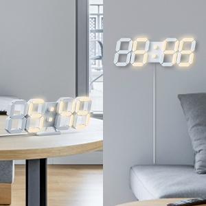 Digital 3D Led Clock Alarm Clocks Wall Desk Timer Brightness Adjustable Includes The Power Cord not The Power Head EDUPLINK Decor Set