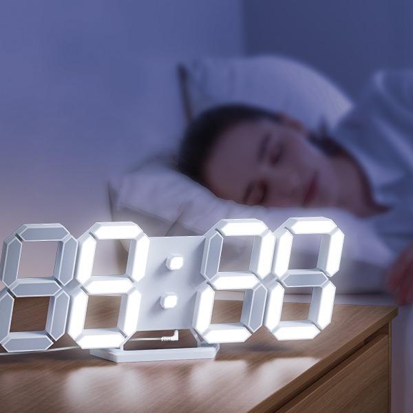 Digital 3D Led Clock Alarm Clocks Wall Desk Timer Brightness Adjustable Includes The Power Cord not The Power Head EDUPLINK Decor Set