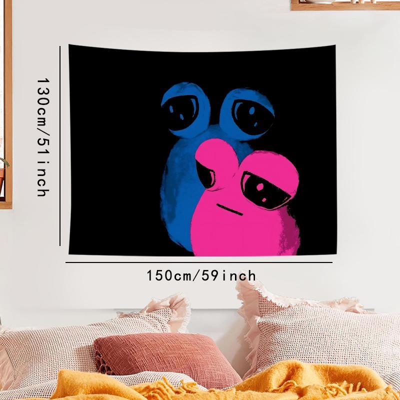 Abstract Frog Couple Pattern Tapestry, 1 Count Aesthetic Wall Hanging Decor, Polyester Tapestry for Bedroom Home Office Decor, Accessories with Free Installation Package