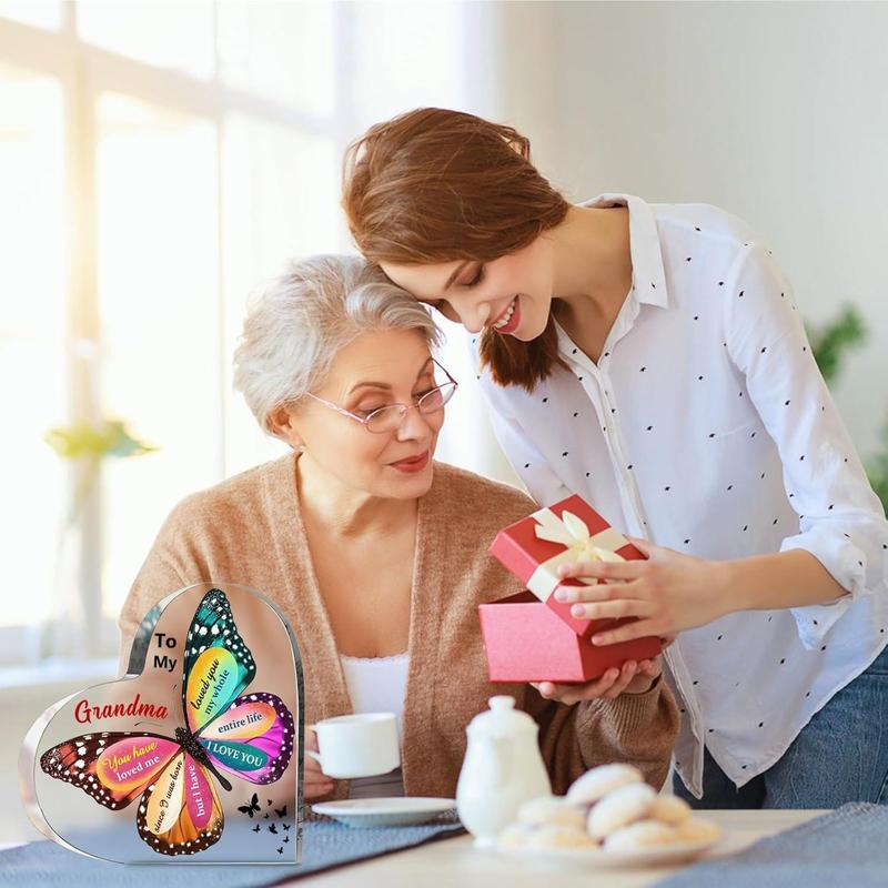 Birthday Gifts for Grandma from Grandkids, to My Grandma Acrylic Heart Sign Keepsake Presents, Mothers Day Christmas Valentines Day Gifts for Grandma Grandmother