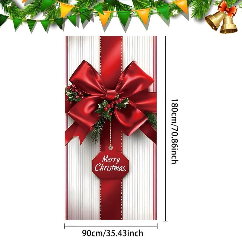 Christmas Themed Door Banner, 1 Count Merry Christmas Door Hanging Banner, Festive Backdrop for Home Living Room Bedroom, Home Decor