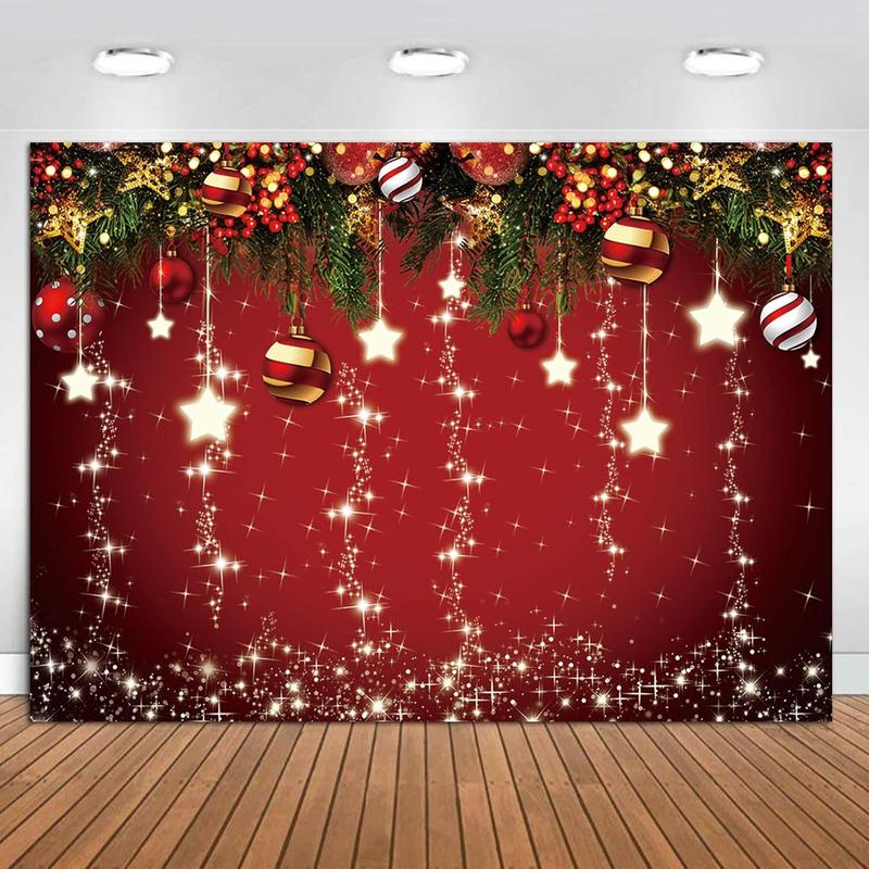 Christmas Background 7x5ft Red Christmas Backdrop Sparkling Stars Christmas Backdrop New Year Eve Party Xmas Holiday Decorations Photography Banner