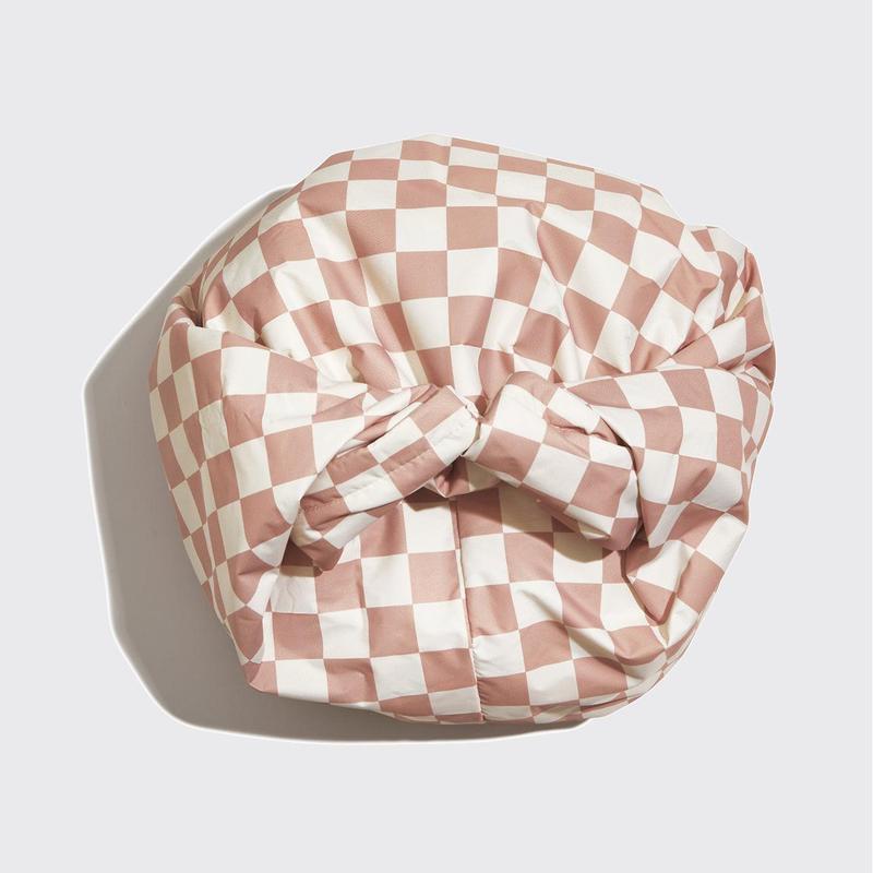 Kitsch Satin Lined Luxury High Waterproof Shower Cap - Checker with Adjustable Back Wire Closure